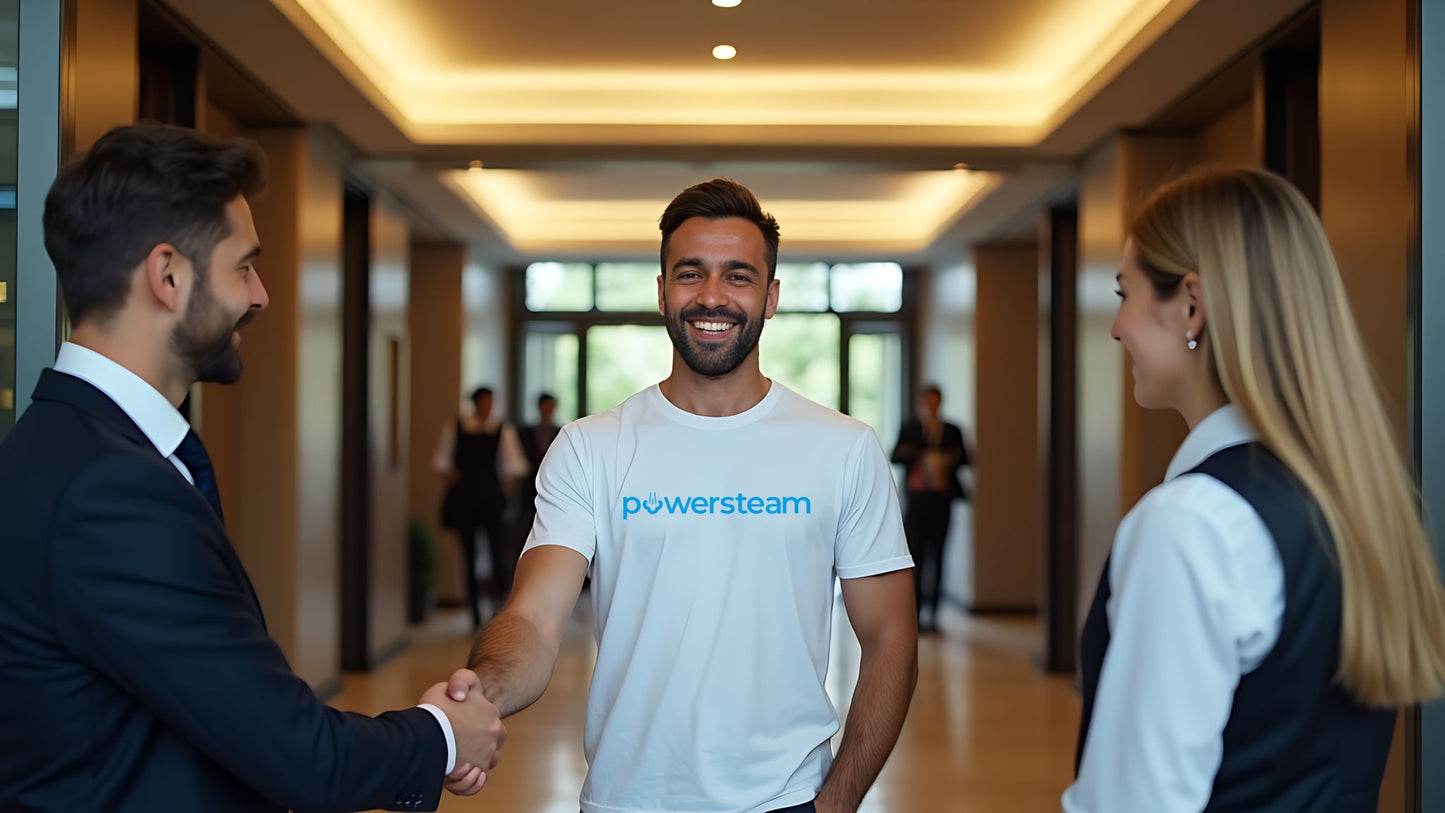 Praxisnahe Schulung mit PowerSteam: Effizient reinigen und bis zu 70 % Zeit sparen.